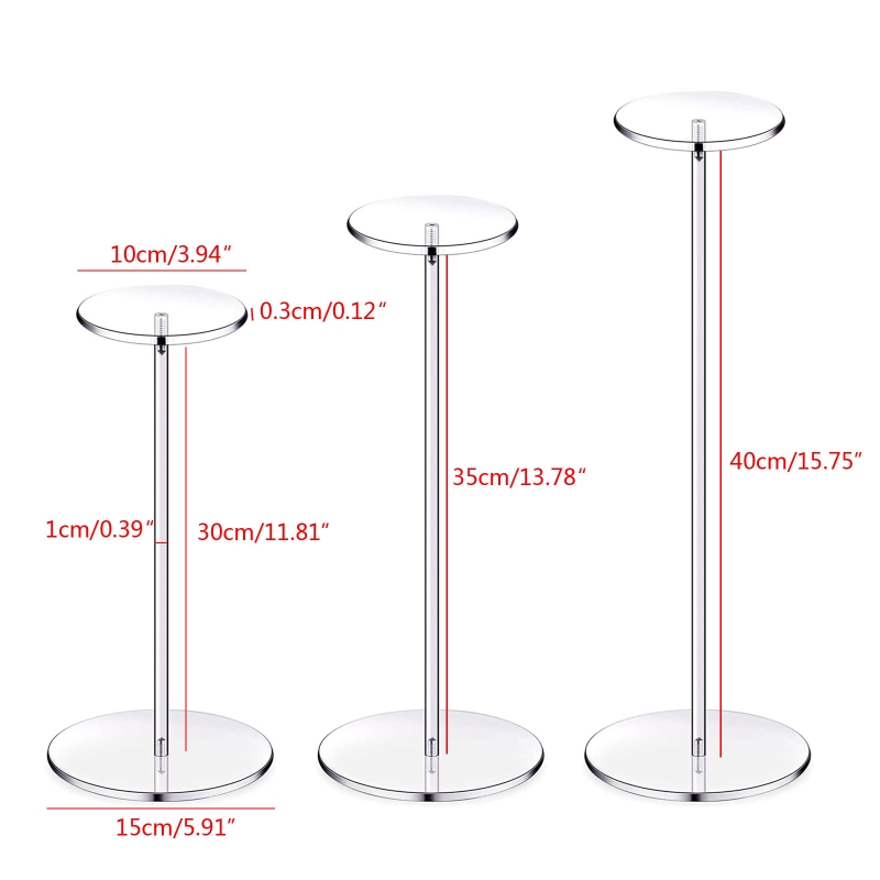 R2LE Clear Acrylic Hat Stand Wig Display Holder Acrylic Display Riser Round Jewelry Watch Display Pedestal Riser Stands Home