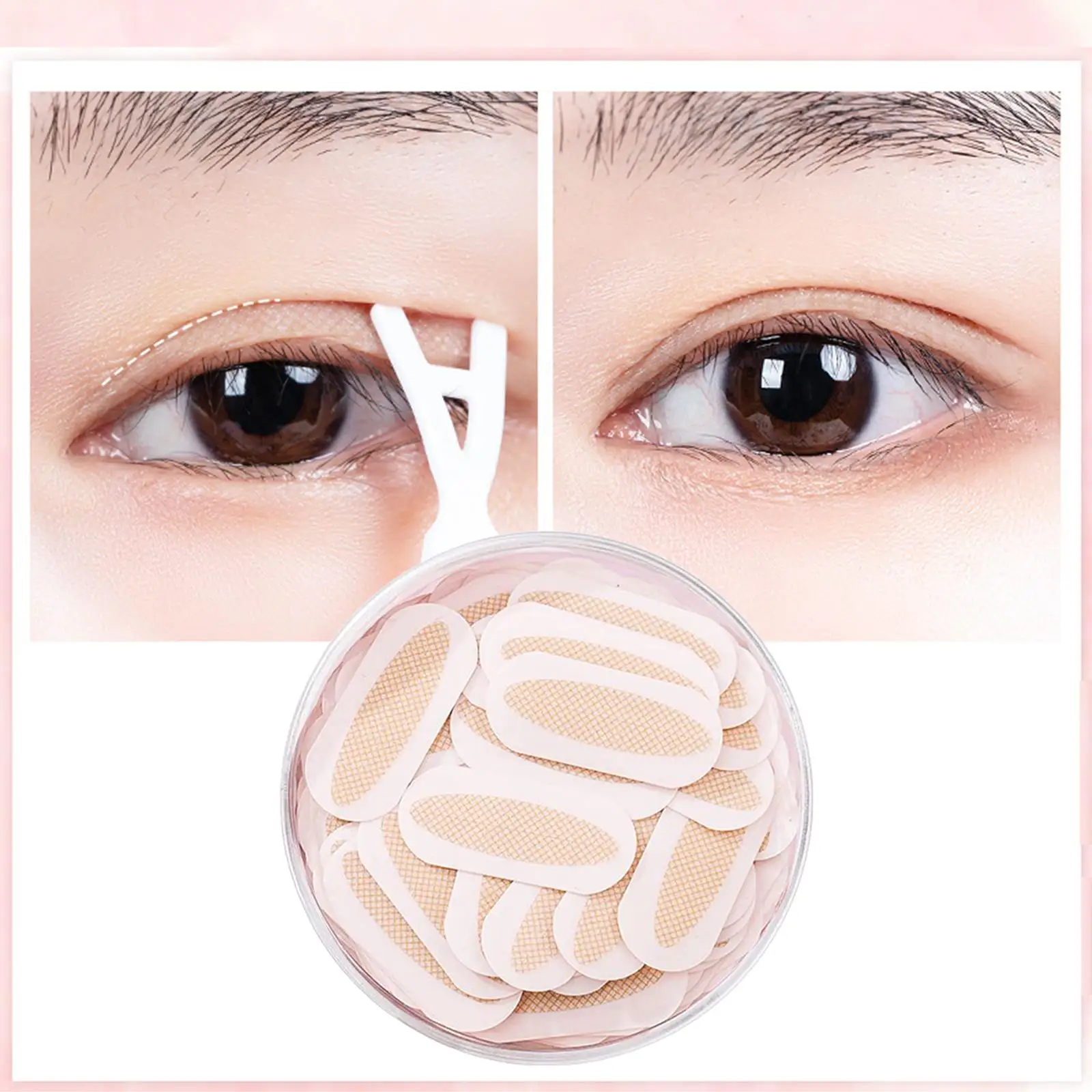 300-In-Pack Invisible Eyelid Stickers Self-Adhesive Breathable Half-Moon Shaped PE Film Eyelid Lift Tape for Eyes Make Up Party
