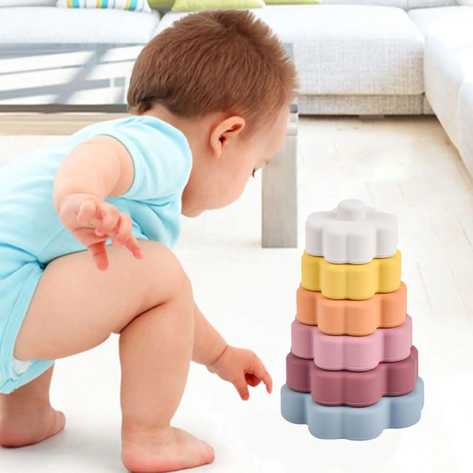 Baby Stacking Toy  Rainbow Stacker Fine  Stacking Rings