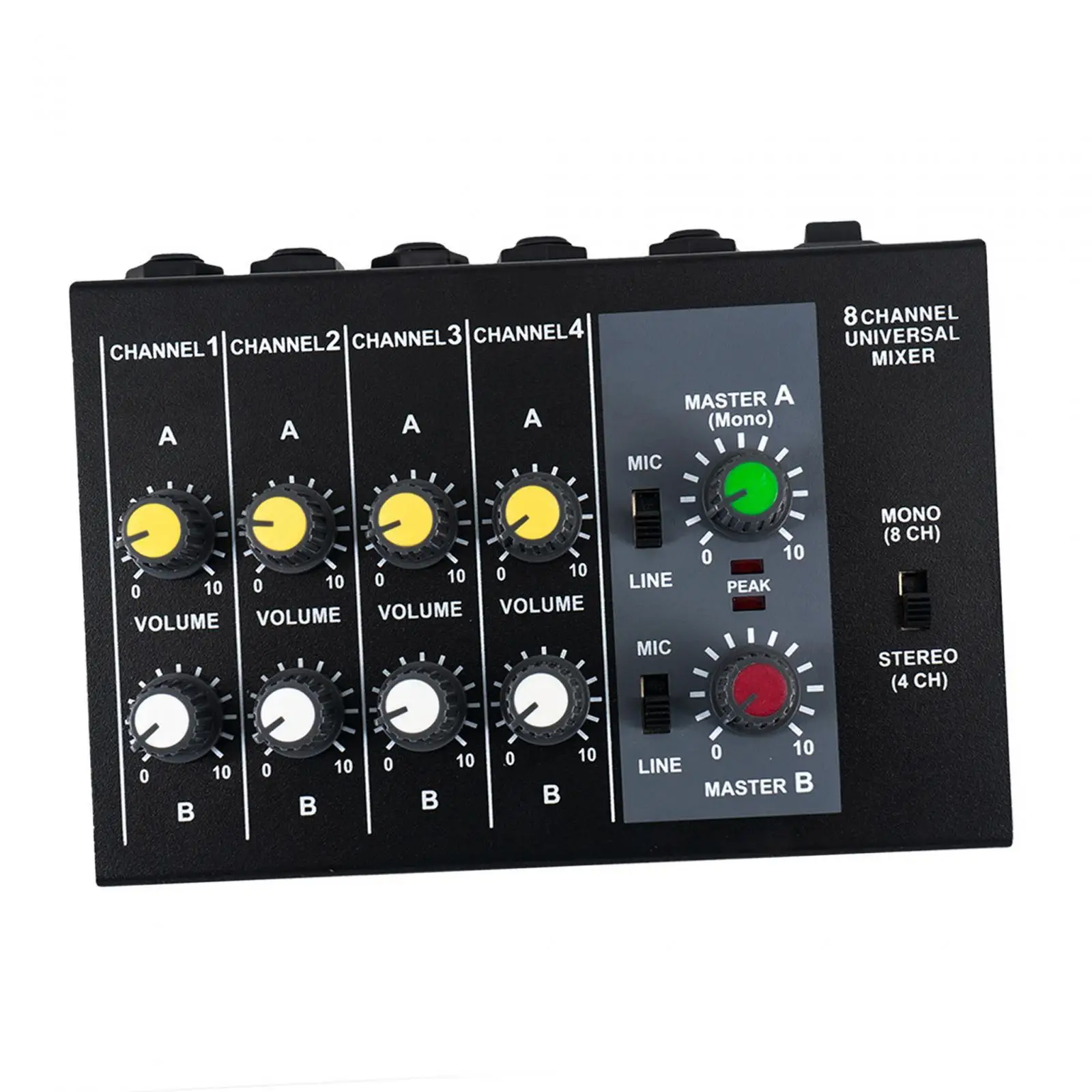 Audio Mixer Low Noise Independent Volume Control 8 Channel Input Line Mixer Sound Mixing Console for Guitars Keyboards Bass