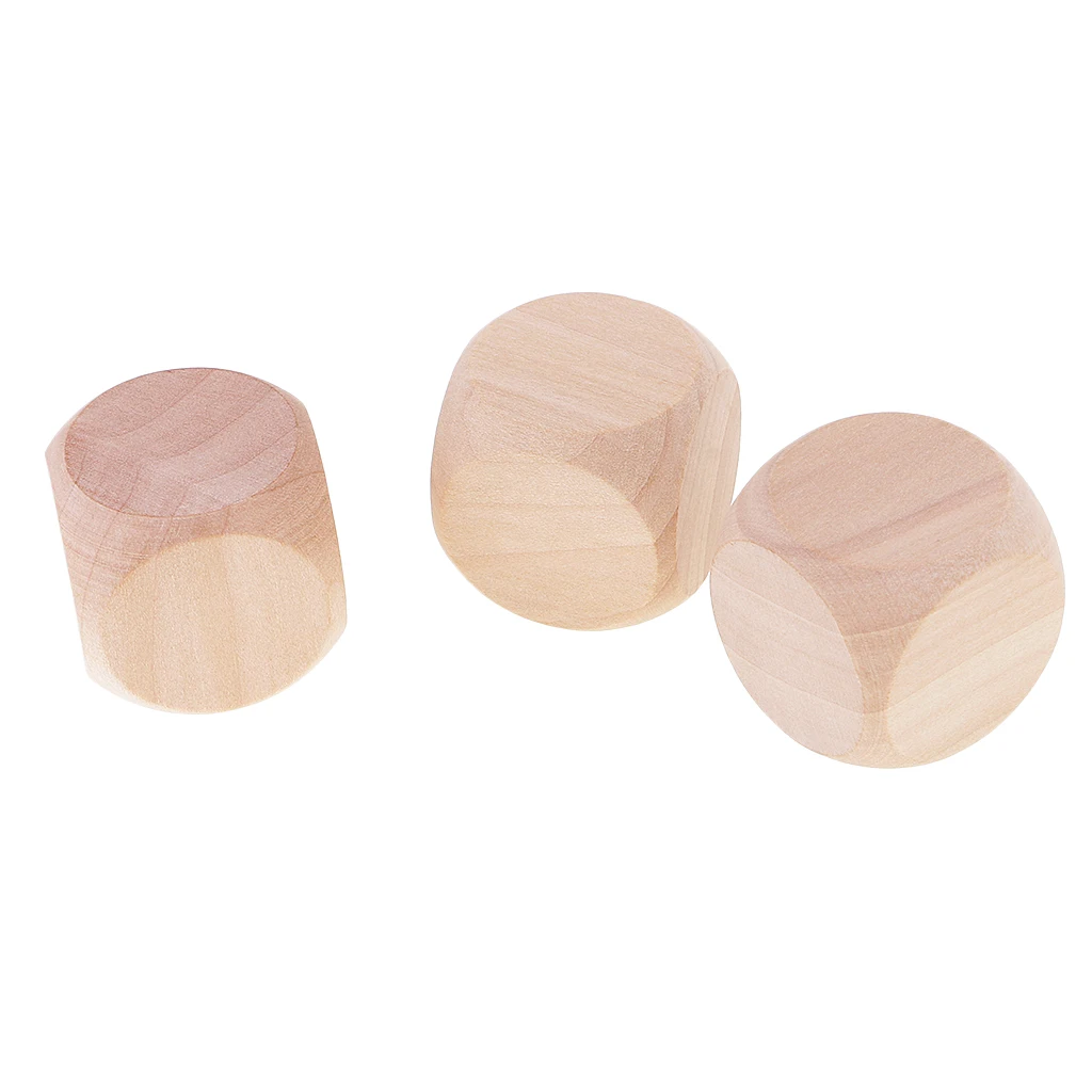 10pcs White Six Sided Wooden Dice D6 3cm for D&RPG Games