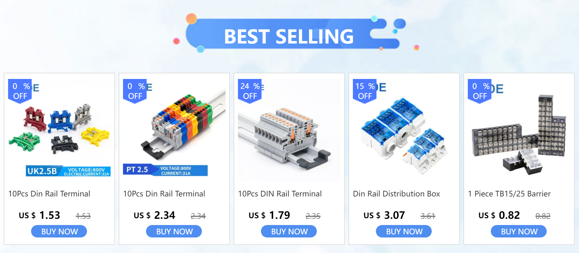 Bloco de terminais din rail 10 peças,