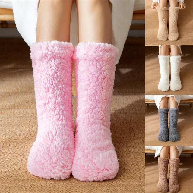 Furry Slipper Socks for Women Winter Warm Bed Fuzzy Socks with