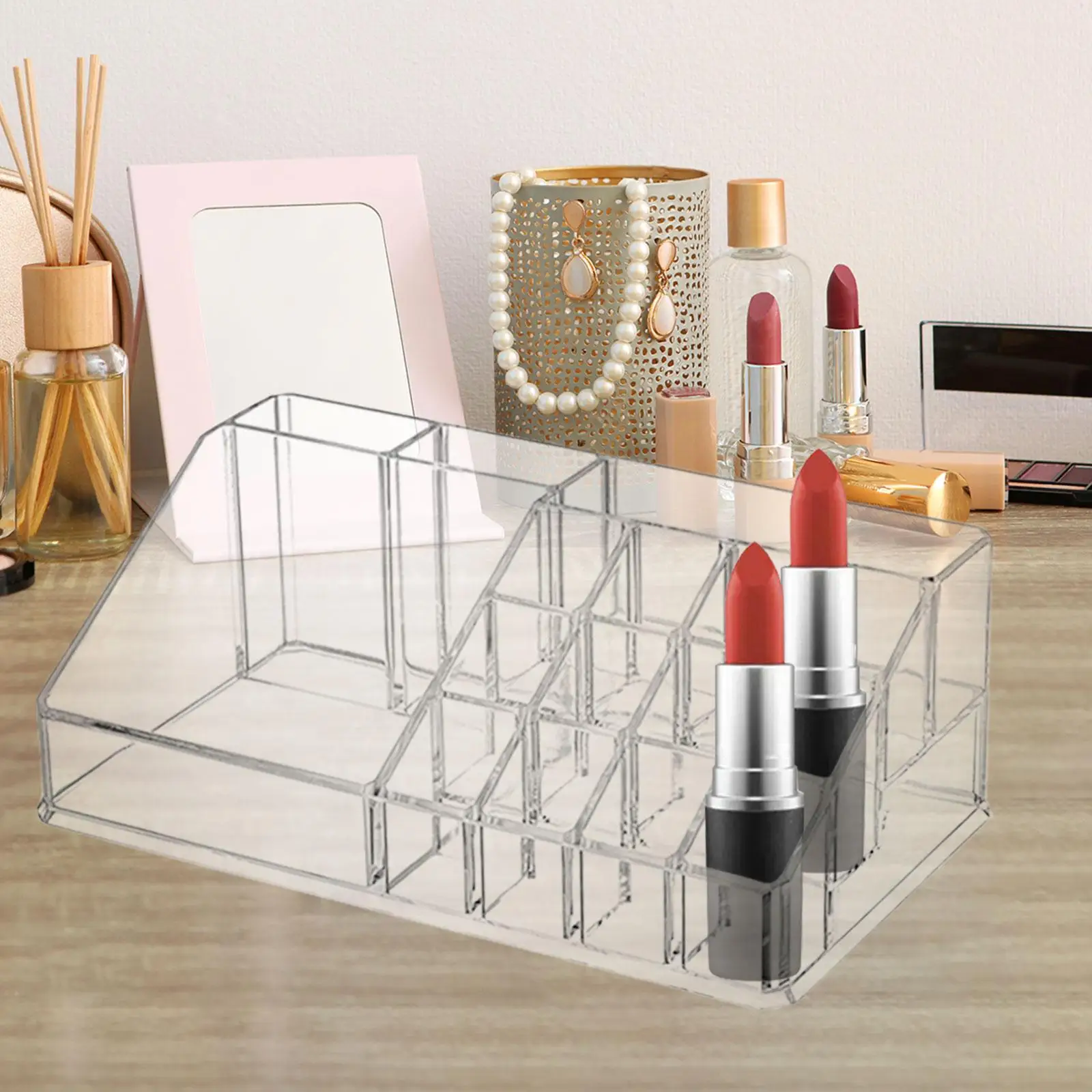 Makeup Organiser 16 Space Display Stand Transparent Cosmetic Storage Box