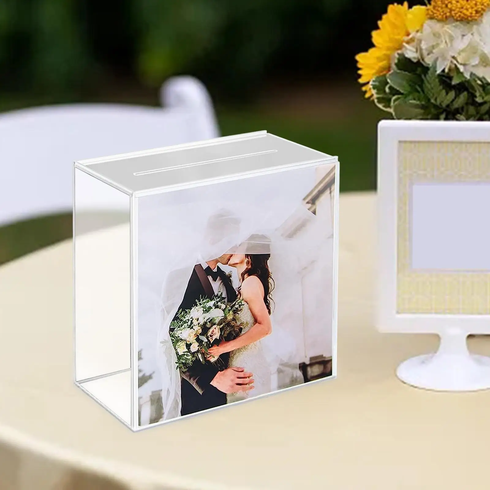 Clear Acrylic Wedding Cards Box with Slot with Slot Gift Box Holder Envelope Card Box for Wedding Reception Ceremony Anniversary