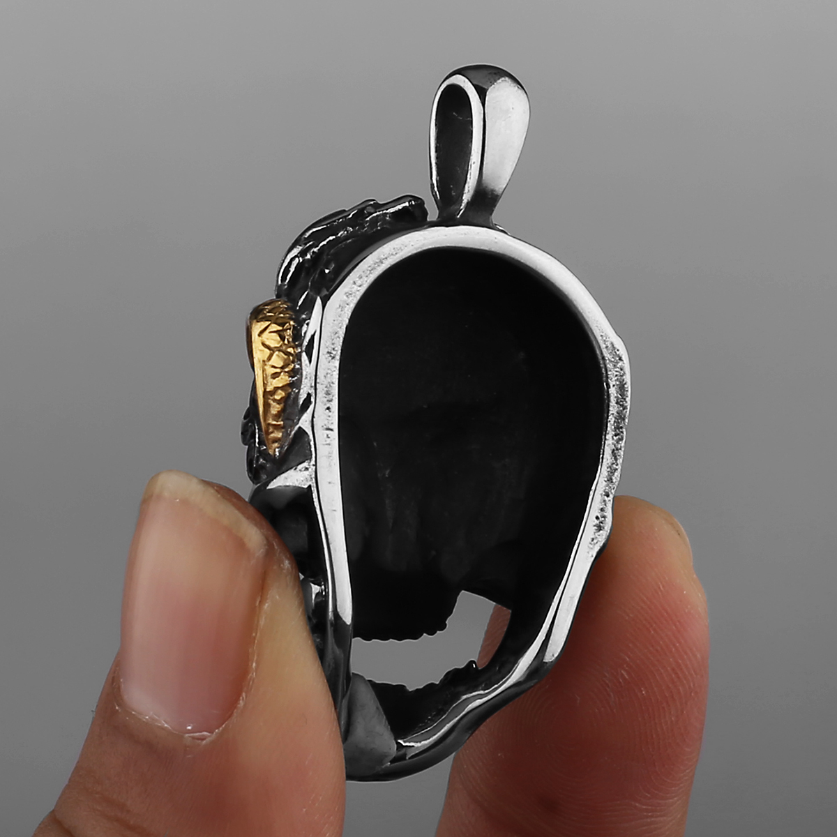 Männer Dominierenden Dicke Kette Edelstahl Halskette Zirkon Inlay Schädel Anhänger Halskette Mode Punk Hip Hop Party Schmuck – Detail 5