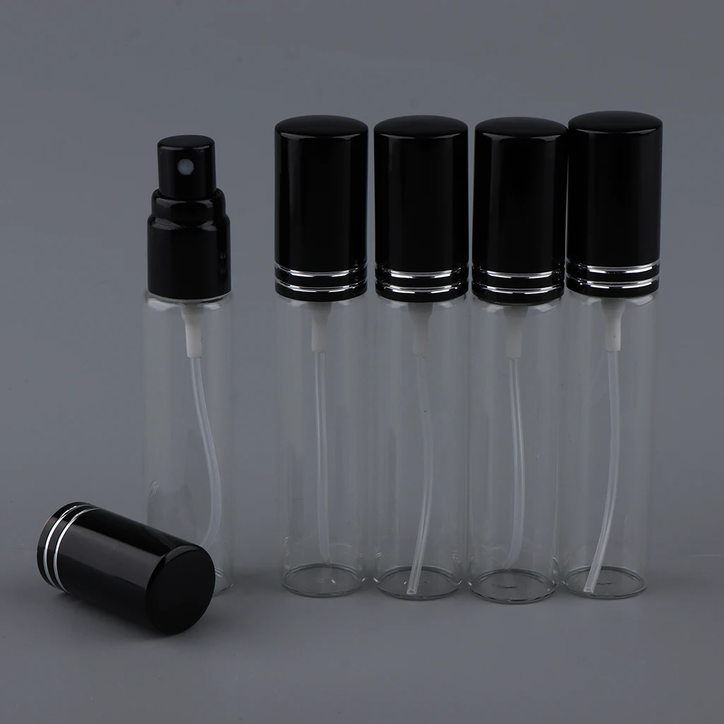 5 Pieces 10ml Capacity Mini Refillable Empty Perfume Bottle for Travel Spray Scent Pump Case (Multi-color)