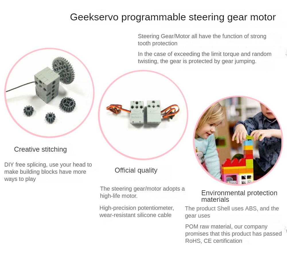 servo programável mini geekservo servo duplo eixo de saída para legoed bit raspberry pi