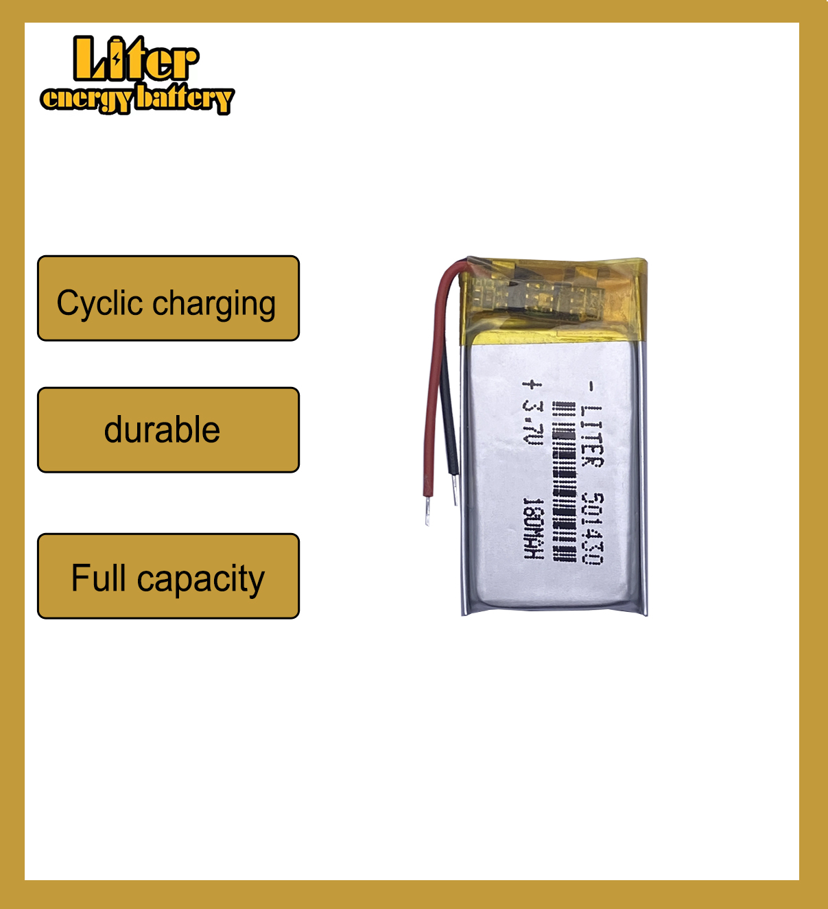 Title 2, Liter-Energiebatterie 501430 3,7 V 180 mAh 5015...