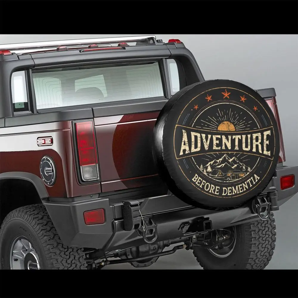car sun shade Funny Adventure Camper Travel Spare Wheel Tire Cover for Jeep Honda Mountain Dust-Proof Vehicle Accessories 14" 15" 16" 17" sun cover for car