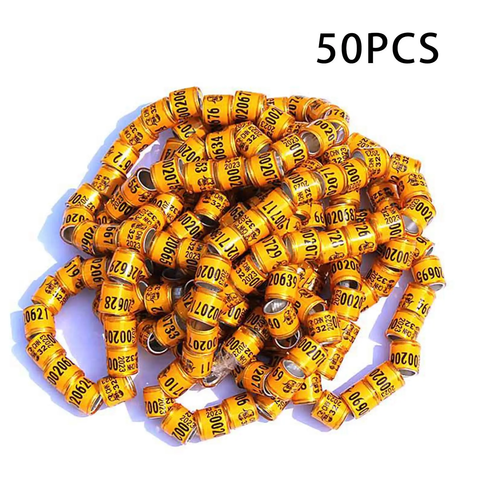 50pcs 2023 Racing Pigeon Leg Rings Numbered Dove Foot Bands for Bantam Finch