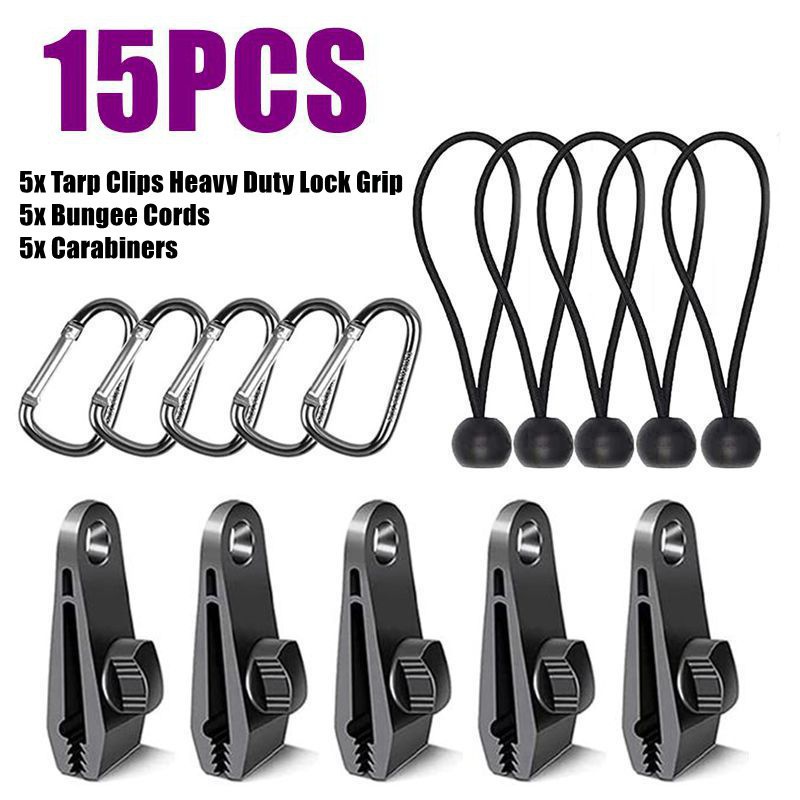 Tarp Clips, Heavy Duty, Lock Grip, Carabiners para lonas, Caravan Toldos