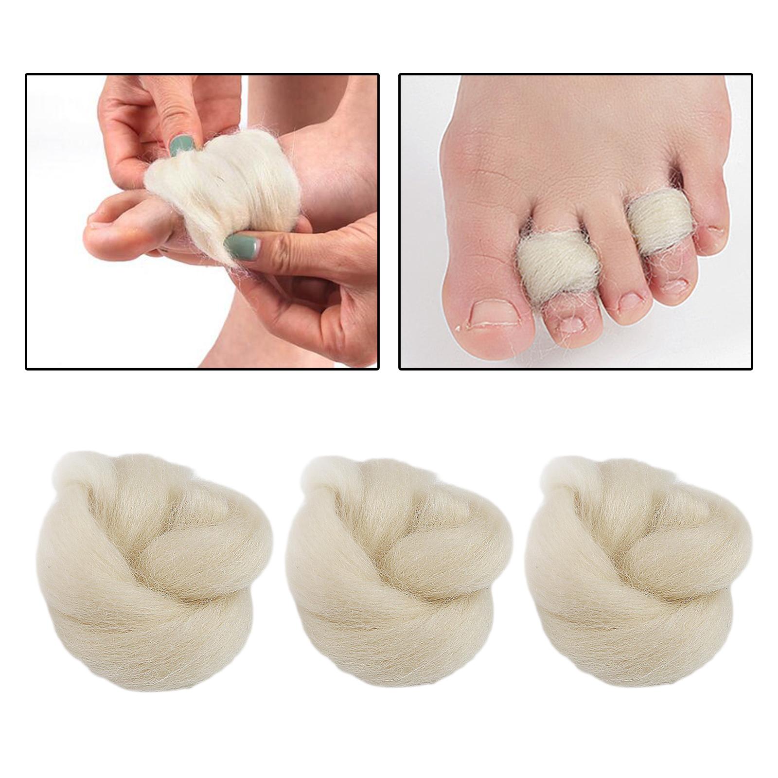 Soft 3 Count Wool Feet Cushioning Toe Separator Absorb Water from Your Skin Reduce Soreness and Fatigue Versatile Washable