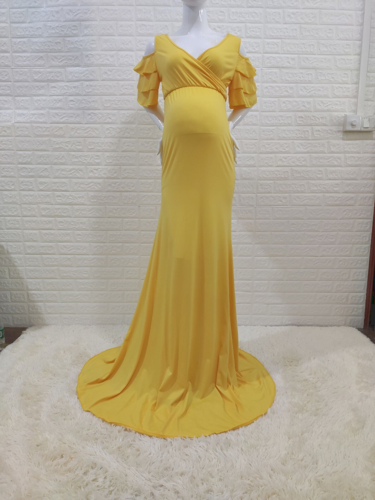 Ruffles Maternity Gowns for Photo Shoot or Baby Shower VMR24 main image 0