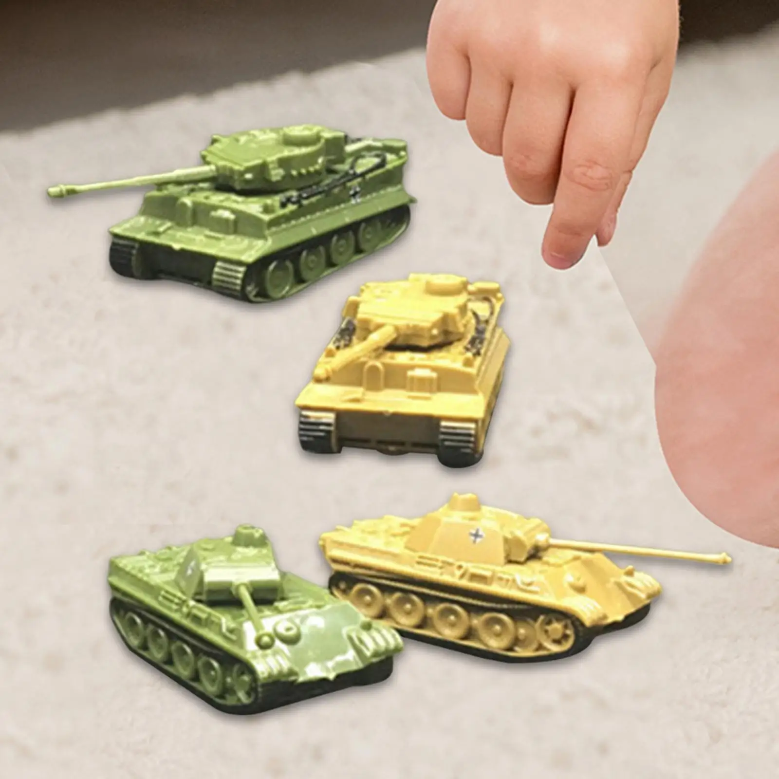 4Pcs Simulation 1/144 4D Assemble Tank Armored Vehicle Sand Table Decor Educational Toy Model Puzzle Building Kit for Boys Kids