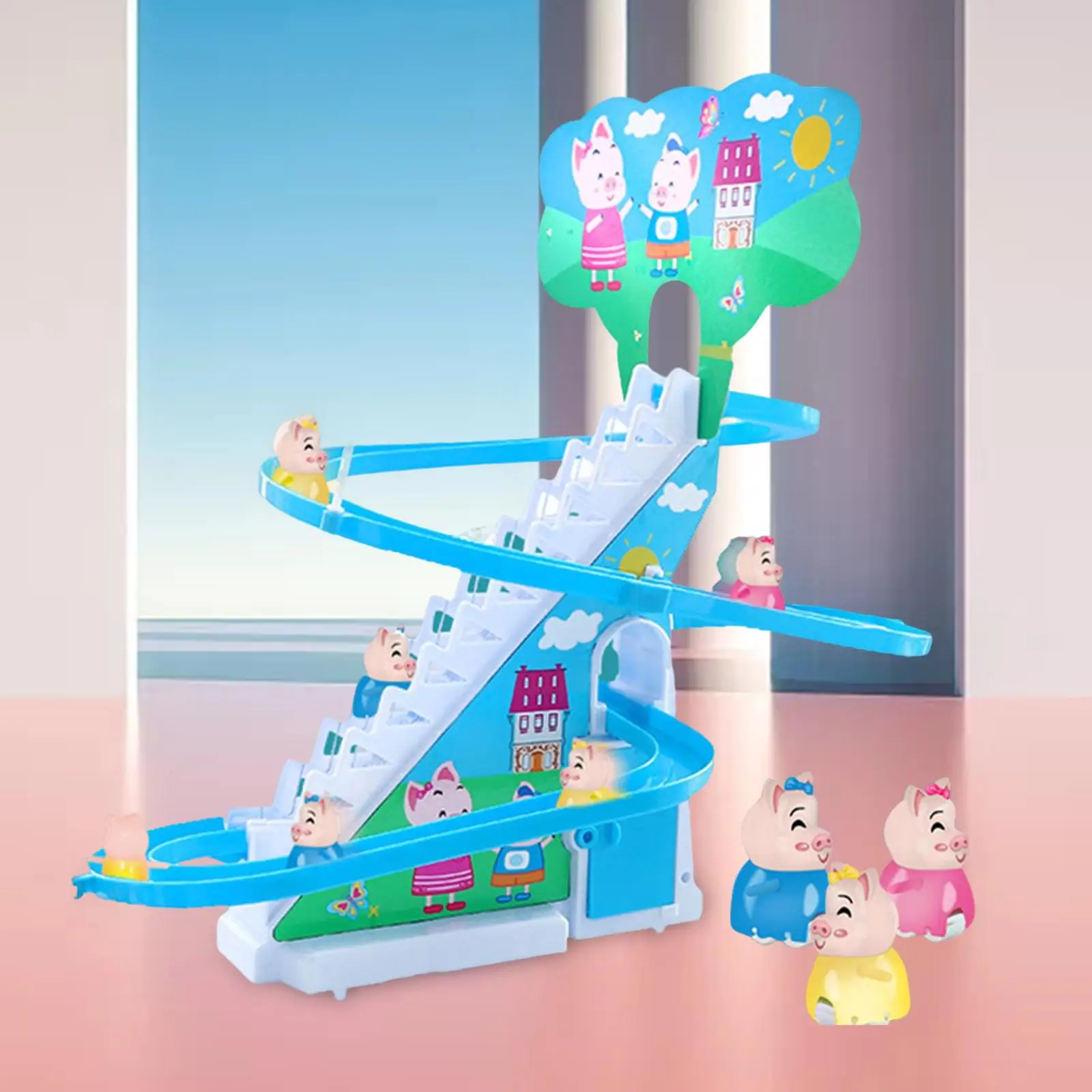  Toys Race  Stairs Playful Roller Coaster with Music Light Small  Climbing Stairs Toy , 