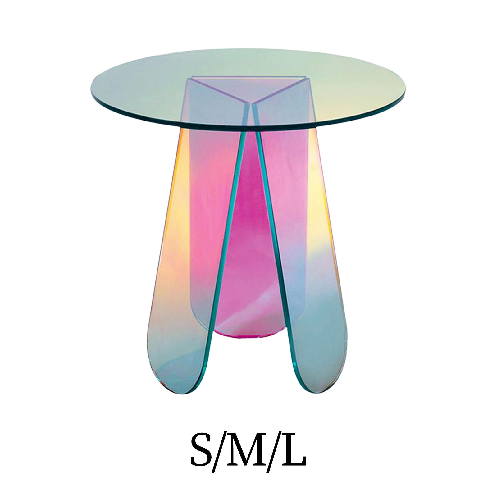 Coffee Table End Table DIY Rainbow Acrylic Side Table Round for Small Spaces, Bistro, Outdoors Modern Good Transparency Colorful