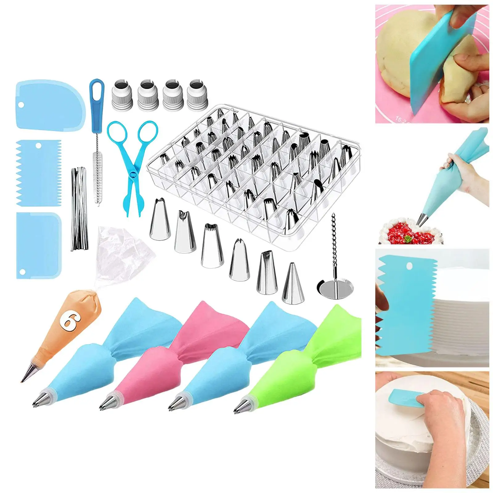 72x Cake Decorating Supplies Cookie Icing Cakes Cupcakes Baking Pastry Tools Cake Cream Frosting Tool Piping Bags and Tips Set