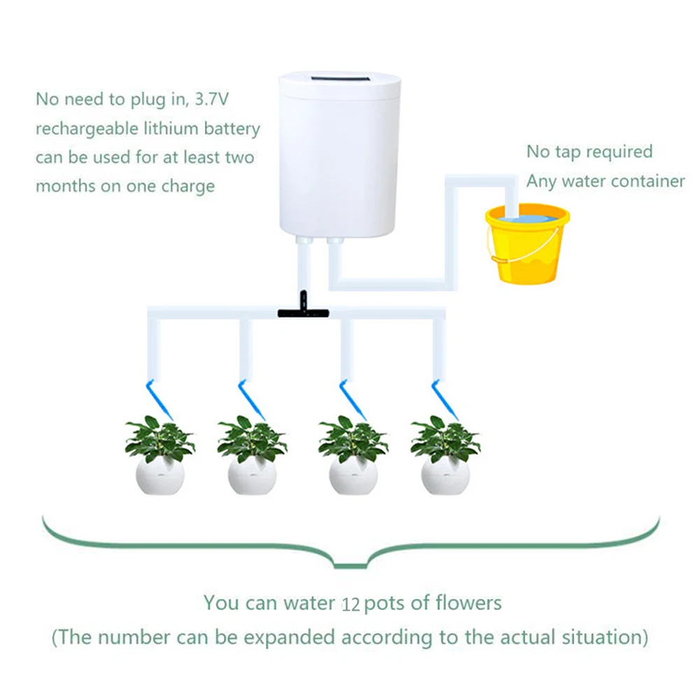 2/4/8 Head Pump Timing Controller Bonsai Battery LED Display Greenhouse Balcony Plant Flower Automatic Watering Sprinkle Device