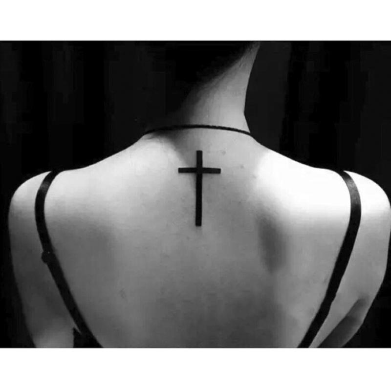 Best of Waterproof Temporary Tattoo Sticker Black Cross Design Body Art Fake Tattoo Flash Tattoo Back Female Male Reviews & Tips