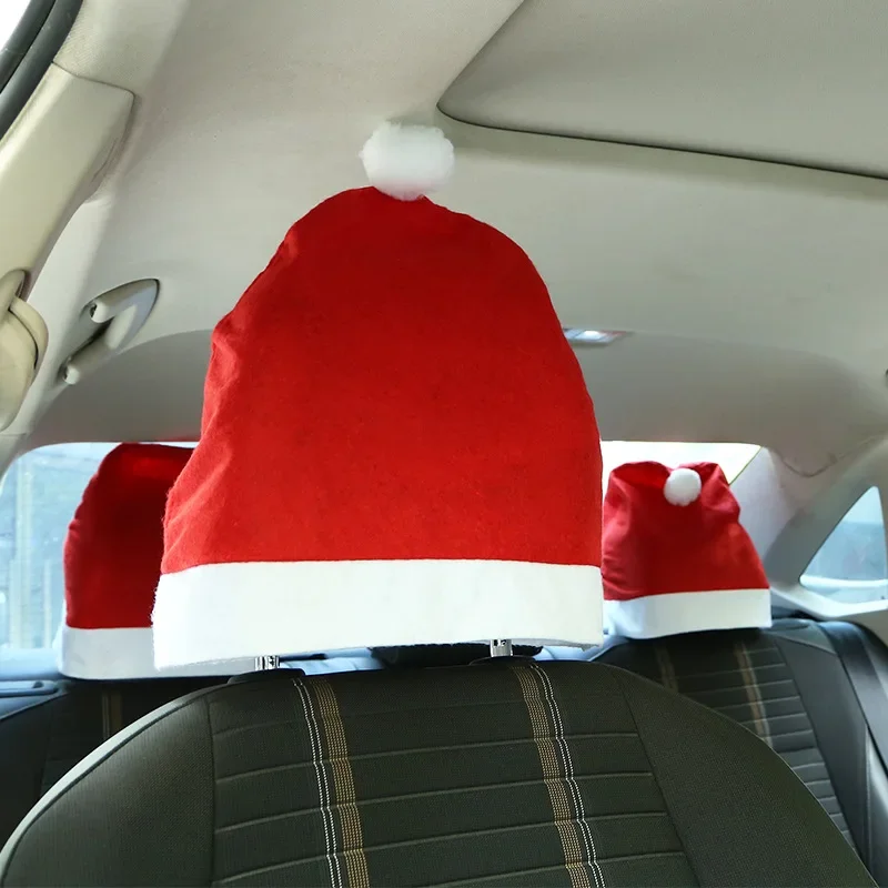 Weihnachten Autos itz Kopfstütze Abdeckung Weihnachten Ornamente Sitz schutz Santa Hut Auto Dekoration Autos itz Zubehör – Detail 1