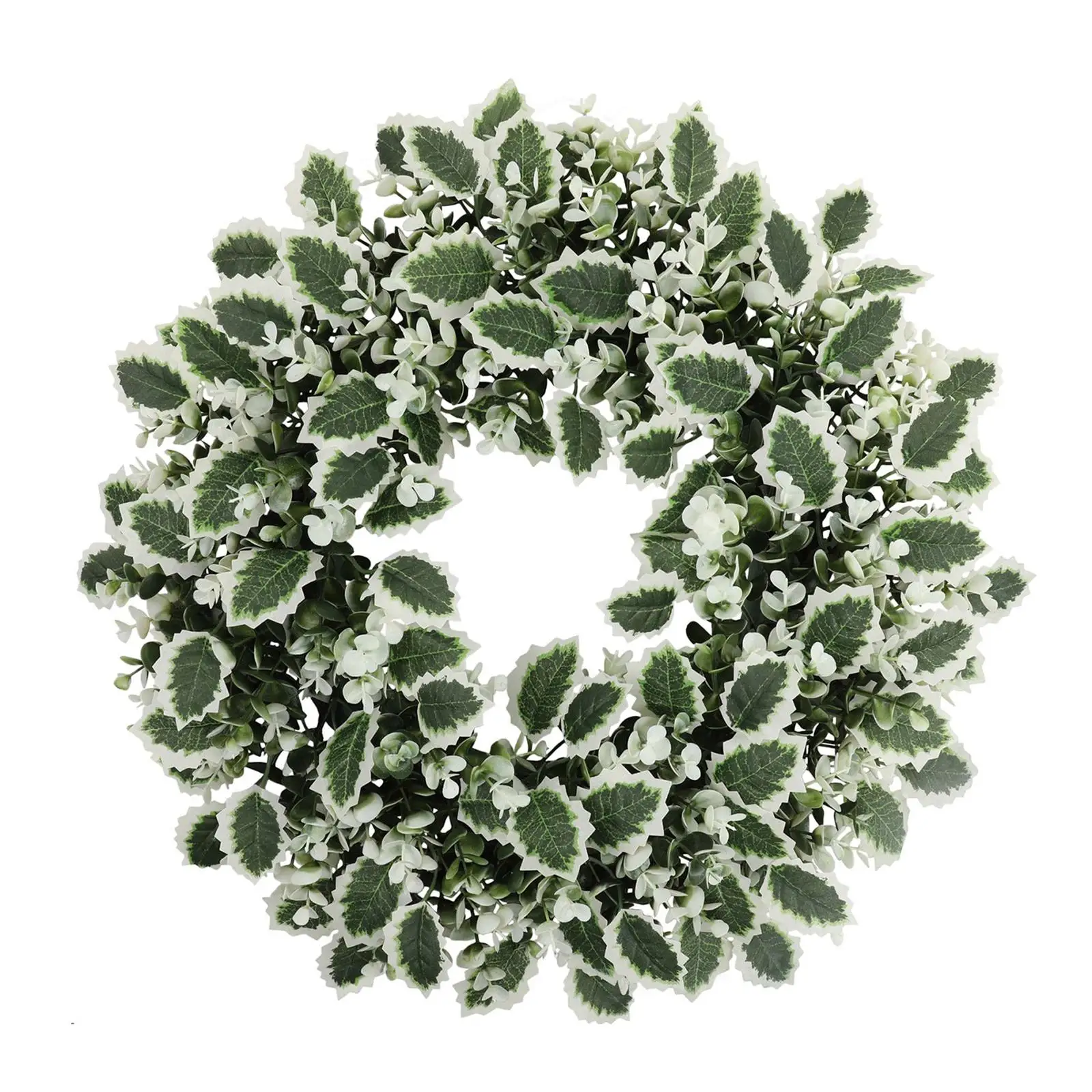 Large Green Leaf Wreath Simple and Fashion Home Decor Holiday Ornaments Artificial Wreath for Window Porch Indoor Garden Wedding
