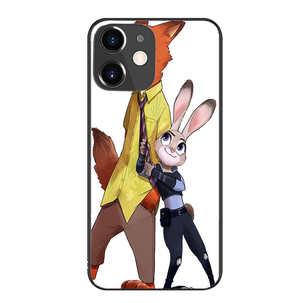 Zootopia cartoon Black mobile phone case For IPhone 13 12 11 Pro Max Mini SE XR X XS  Max 8Plus 7plus 6 6S  New Shell phone Case cute iphone xr cases