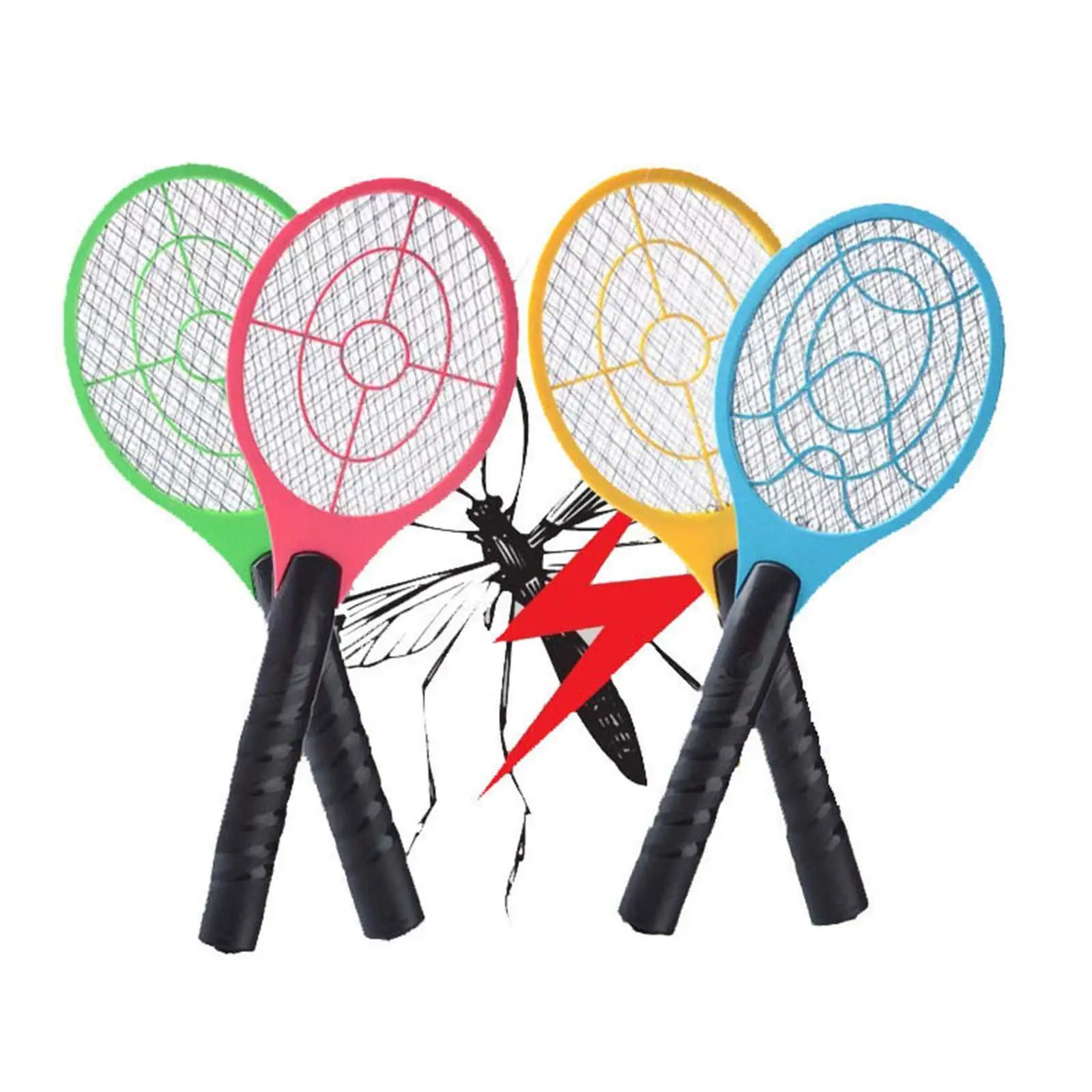 4 Pieces Electric Fly Racket Handheld Portable Indoor Safe for Backyard Home Kitchen