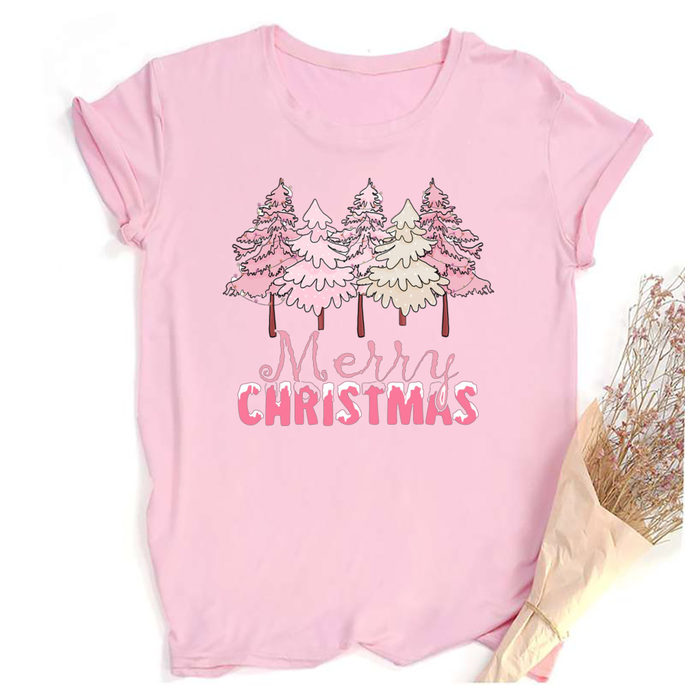 Camisa retrô rosa de Natal para mulheres,