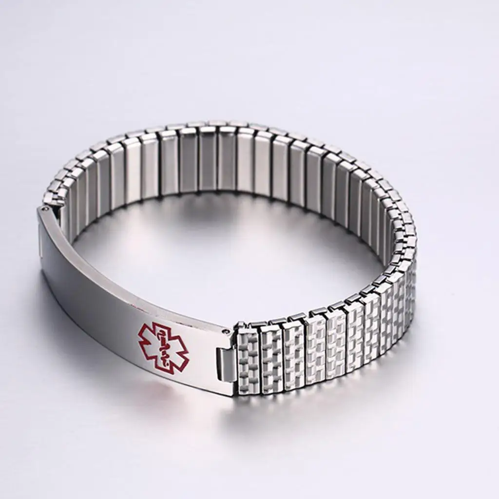 12mm Stainless Steel Chain Alert ID Bracelet Wristband Bracelet