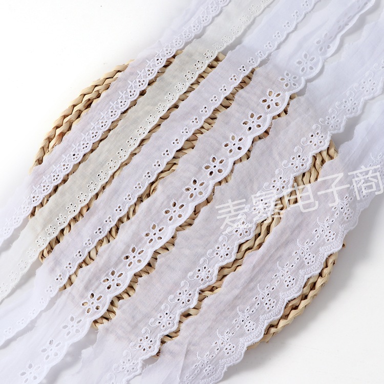 Description Picture 5 of itemBeige White Floral Embroidery Cotton Lace Ribbon DIY Apparel Sewing & Fabric Handmade Crafts Material Lace Tape