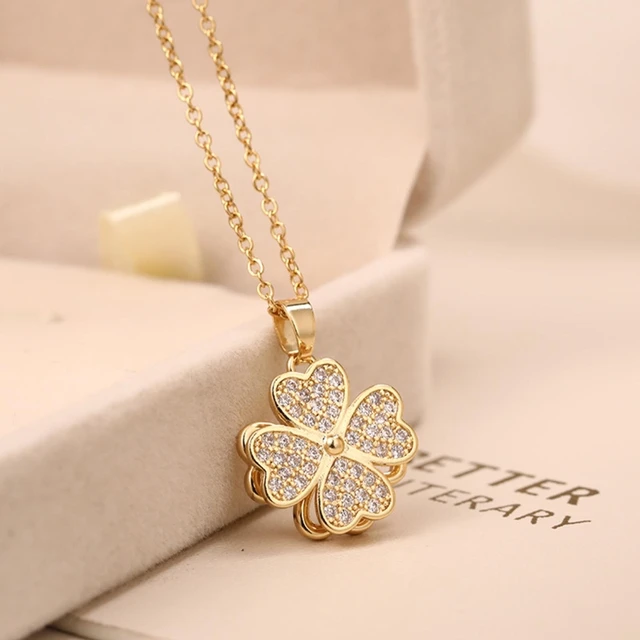 GD Trendy Classic Flower Necklace Gold Plated Four Leaf Red White Black  Crystal Clover Necklaces For Women Ladies Gifts Jewelry - AliExpress