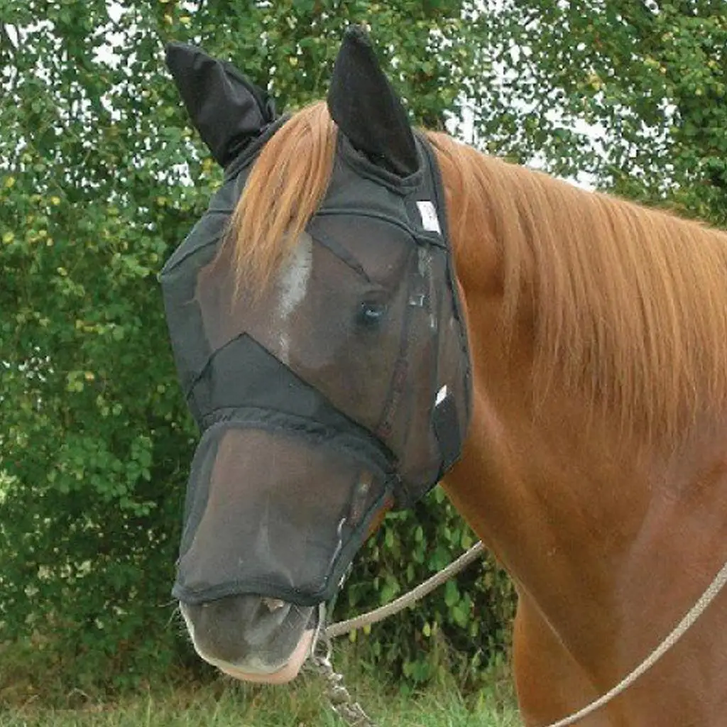 Durable   Horse   Mesh   Net     Bonnet   Veils   w /  Full   Face   Ear