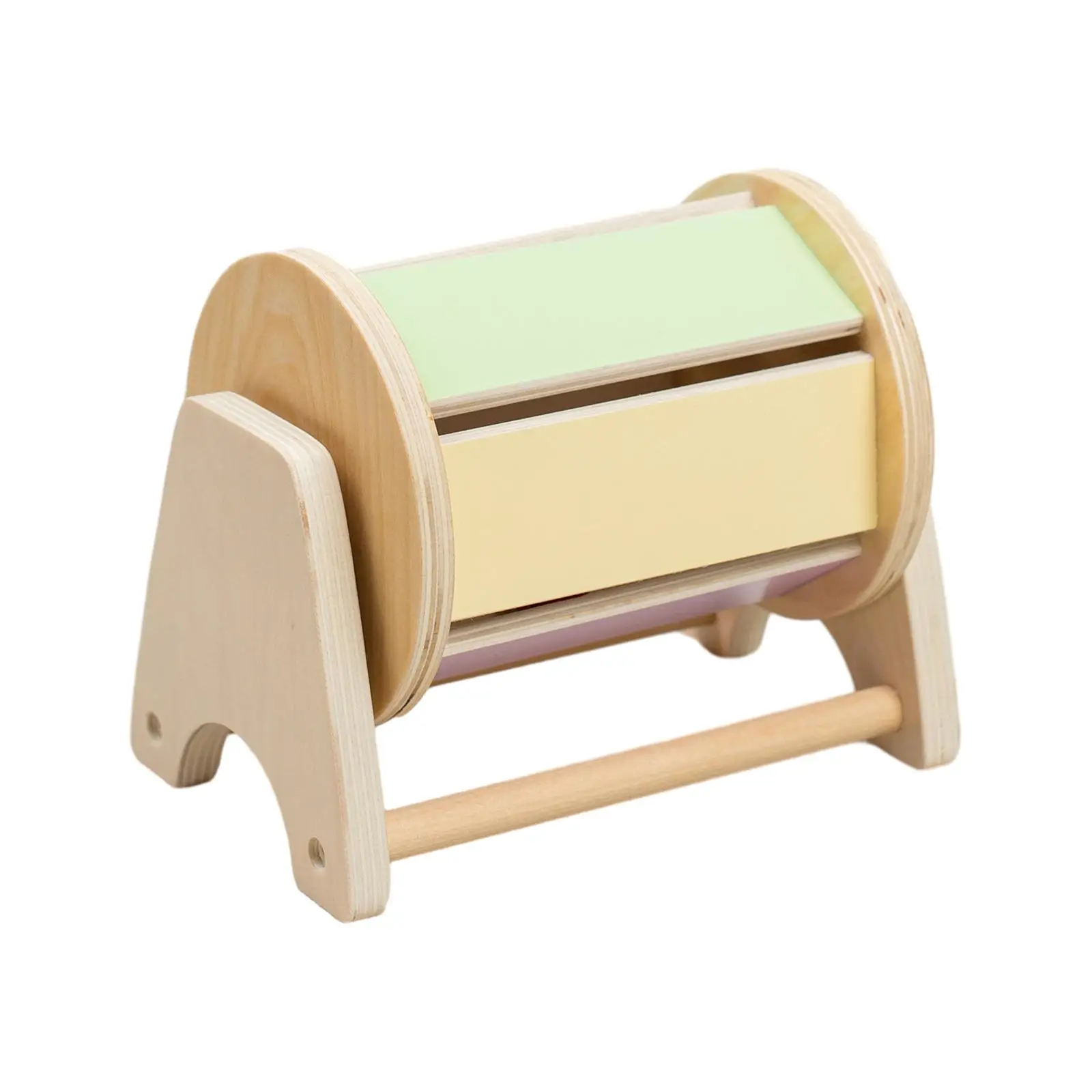 Wooden Rolling Drum Roller Montessori Inspired Rotatable with Sensory Audible Bells Drum for Kids Infant Boys Girls 1-3 Year Old