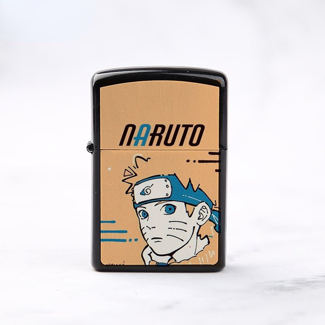 2023 New Creative Naruto Anime Wheel Lighter Cartoon Naruto Windproof Metal  Kerosene Kakashi Lighter for Boyfriend