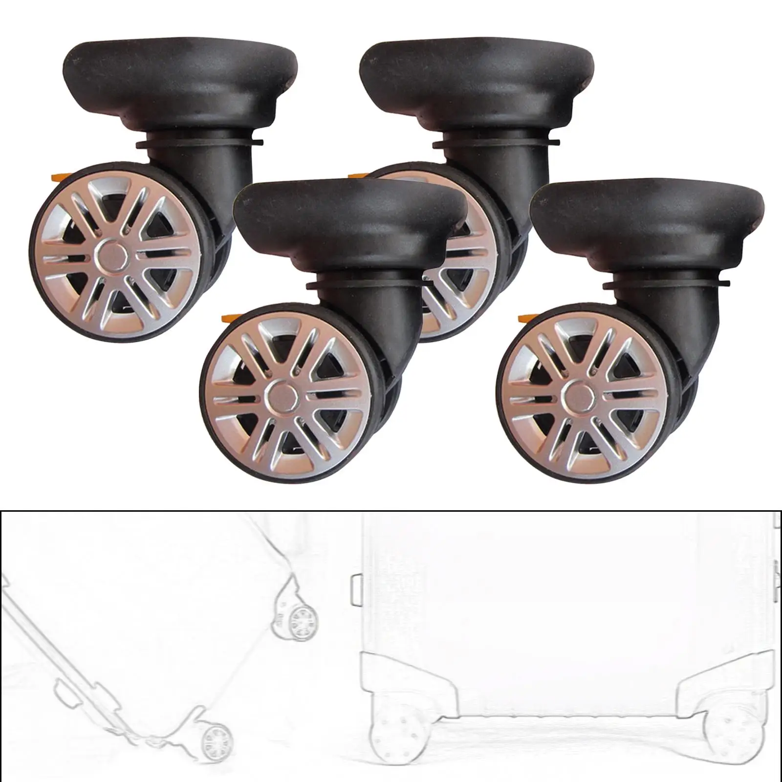 4Pcs Suitcase Wheels Lightweight Suitcase Swivel Wheels for Trolley Case Shopping Carts Luggage Suitcases Travelling Case
