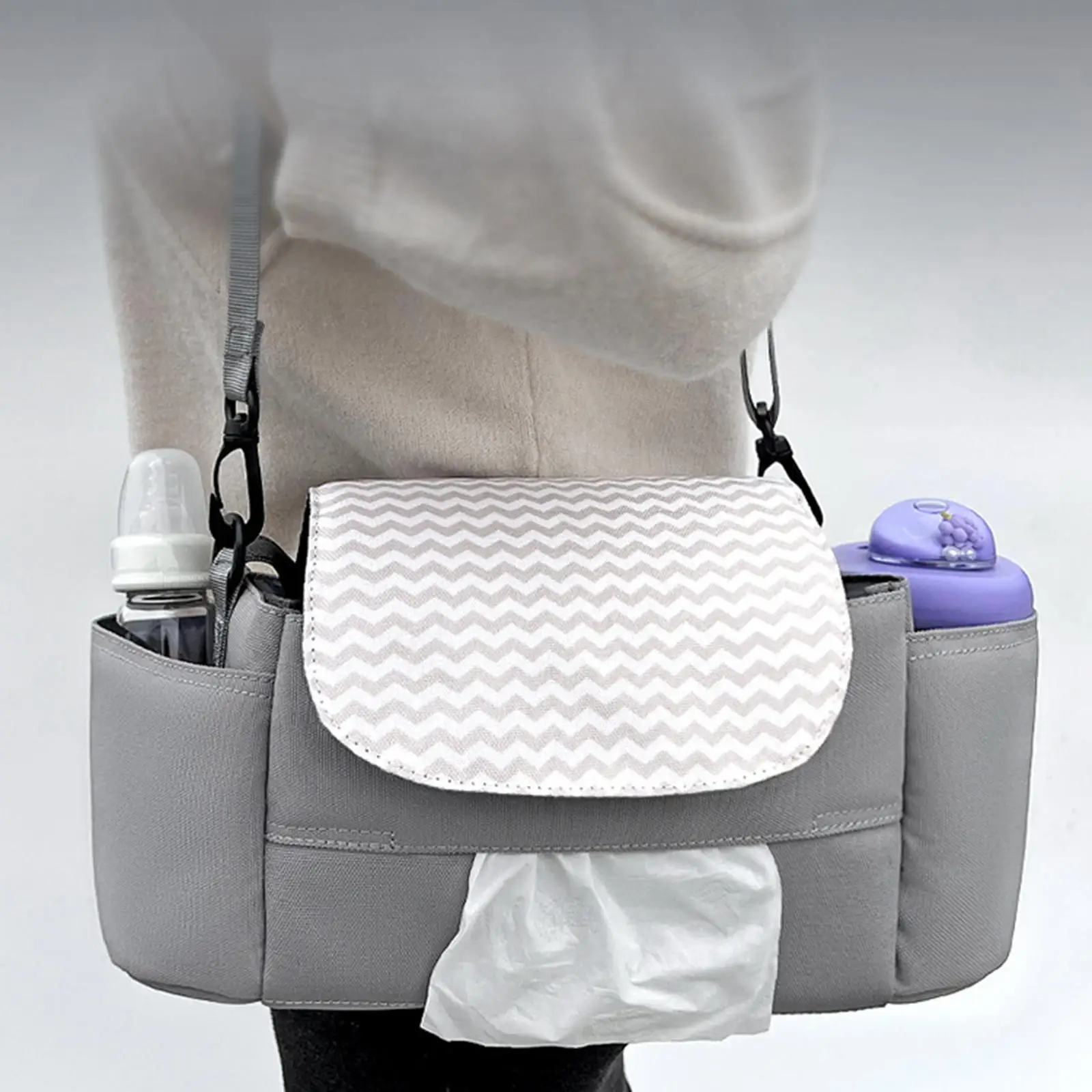 Hanging Stroller Organizer Bag with Cup Holder Stroller Caddy Large Capacity Waterproof Multipurpose Univesal for Stroller Pram