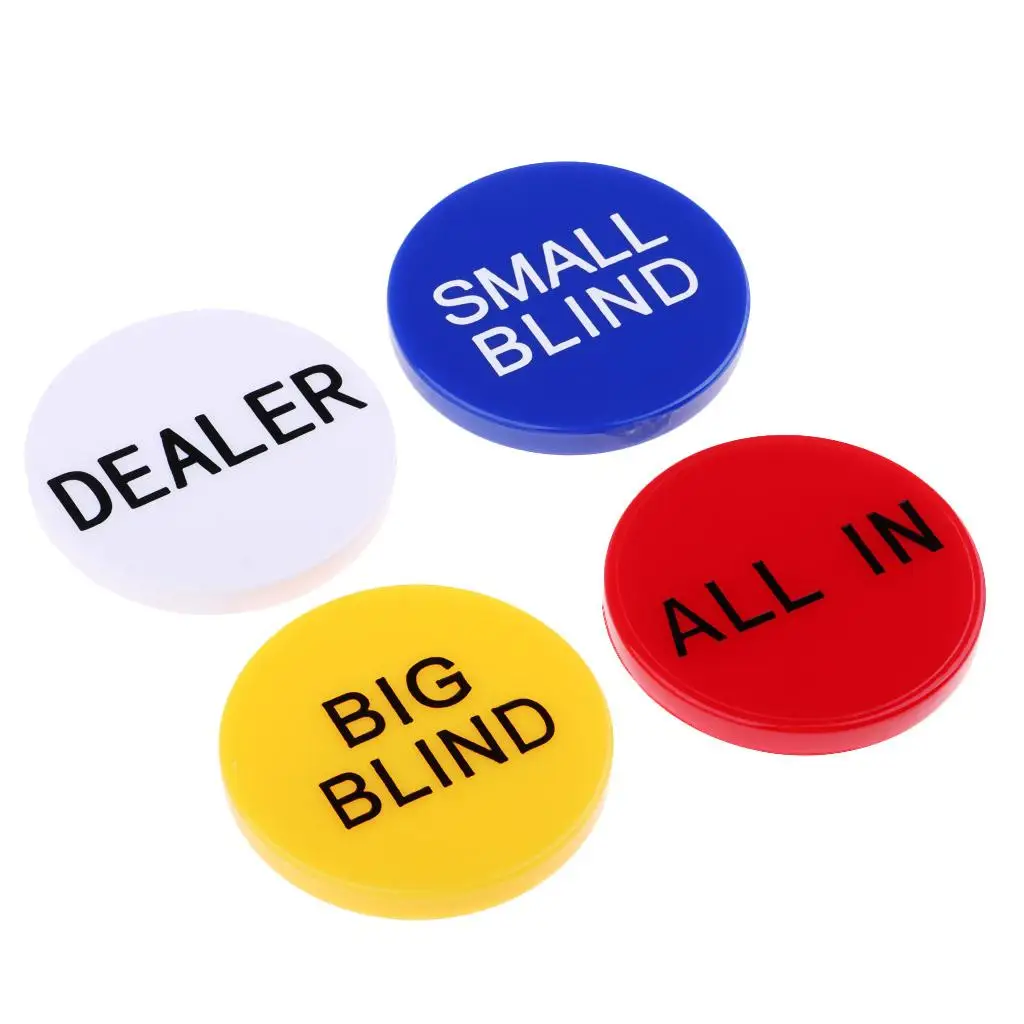 Dealer Button, Little & Big Blind All-in Poker Chips 2 Side w/ Clear Letters