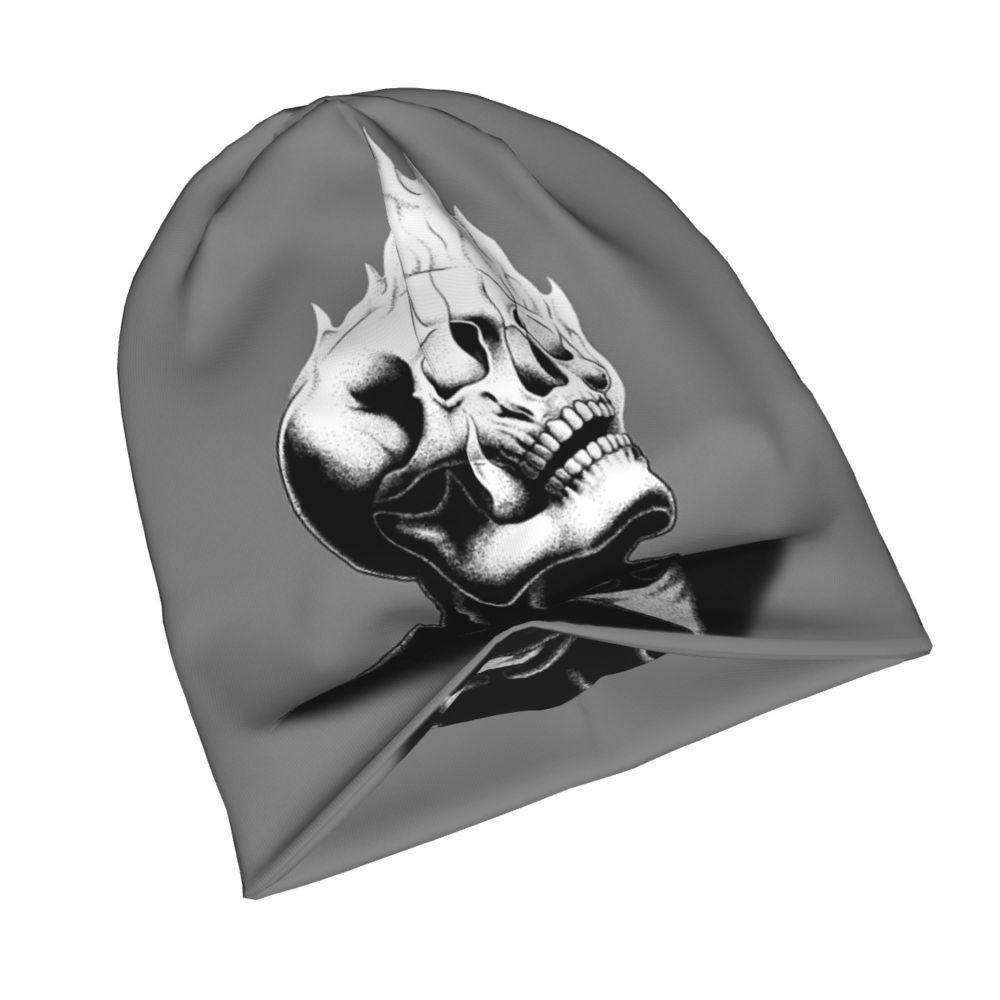 Hot Leathers Skull With Wings Grey Knit Cap