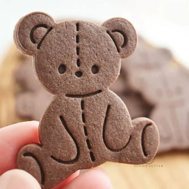 Cartoon Bear Cookie Cutter and Fondant Embosser 3D Cute Animal Little Bear  Shaped Biscuit Cutting Mold DIY Cake Baking Supplies - AliExpress