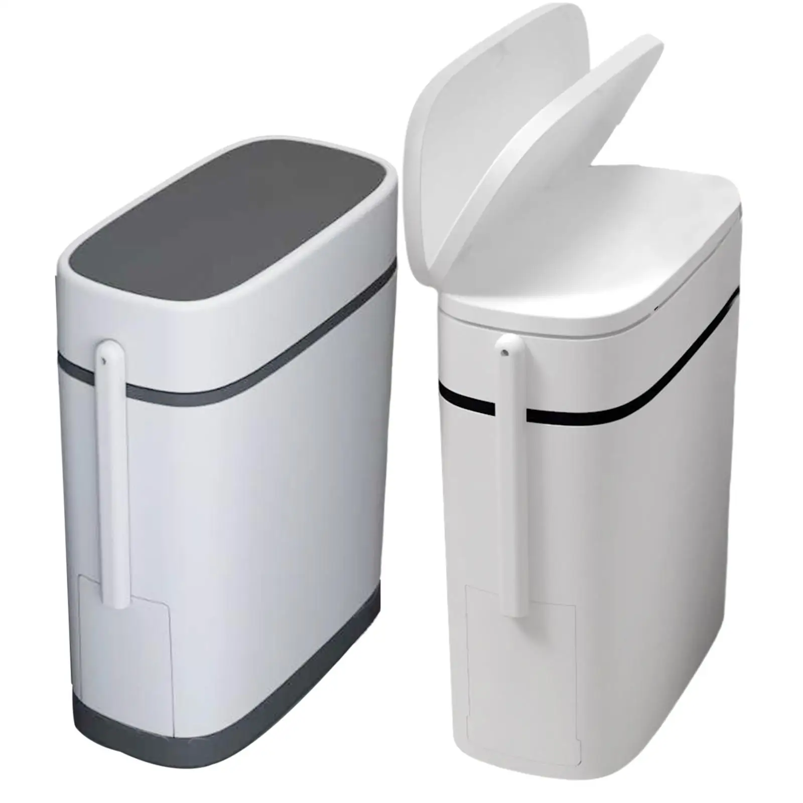 Narrow Trash Can with Toilet Brush Dustbin Bucket for Bathroom Bedroom Living room and home RV