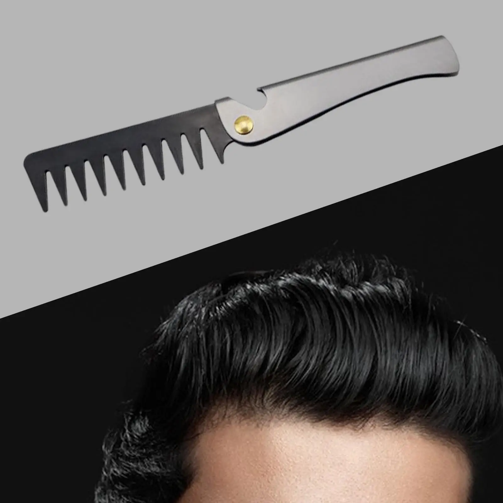 Men Folding Oil Head Comb Use Dry or with Balms and Oils Grooming Combing Hair Multi Use Styling Comb for Beauty Salon Travel
