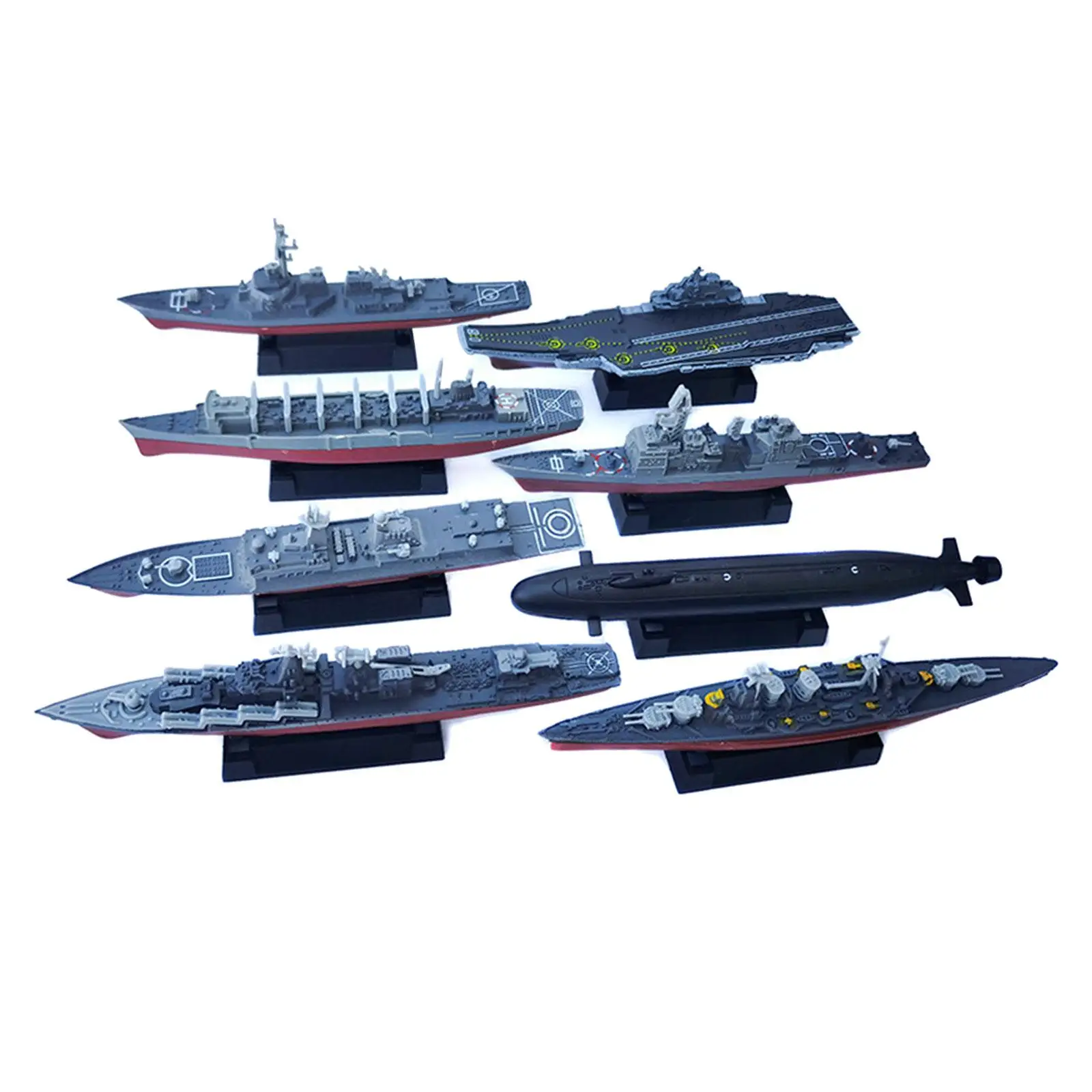 8 Pieces Aircraft Carrier Toy Model Simulation Submarine Naval Ship Playset Unfinished Craft Hobby Puzzles for Party Favors Kids