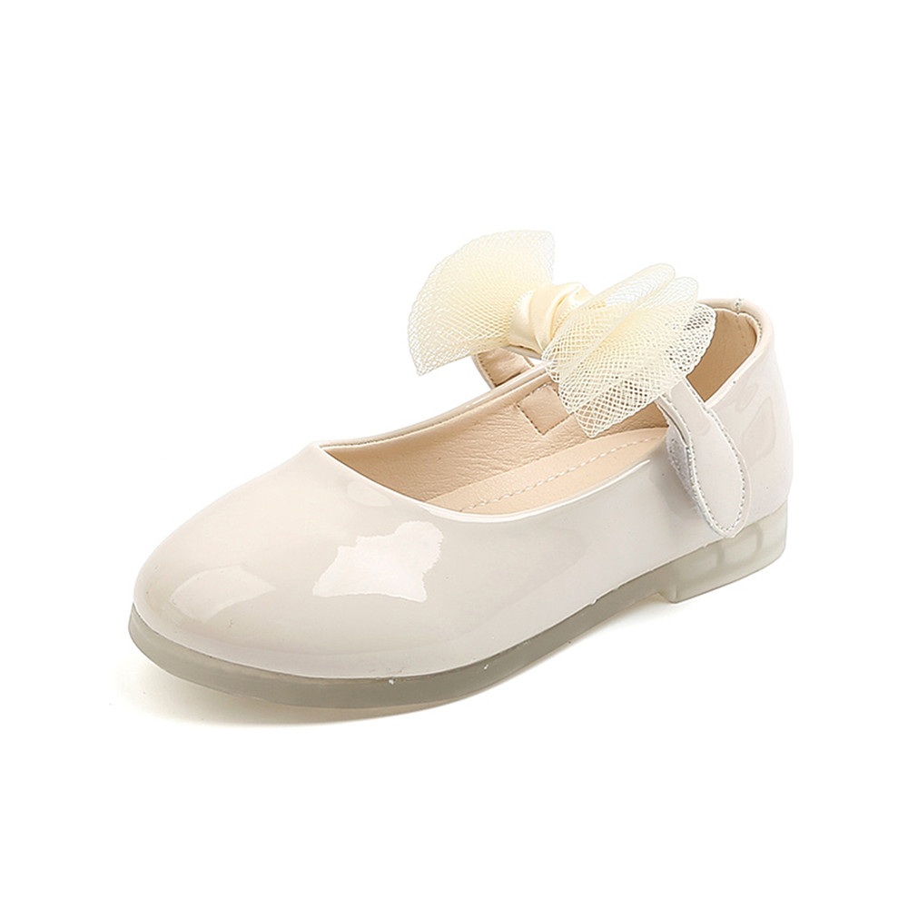 Mädchen Leder Schuhe, Einfarbig Weiche Sohle Flache Schuhe mit Dekorative Bogen Knoten, blass Rosa/Beige/Schwarz – Detail 24