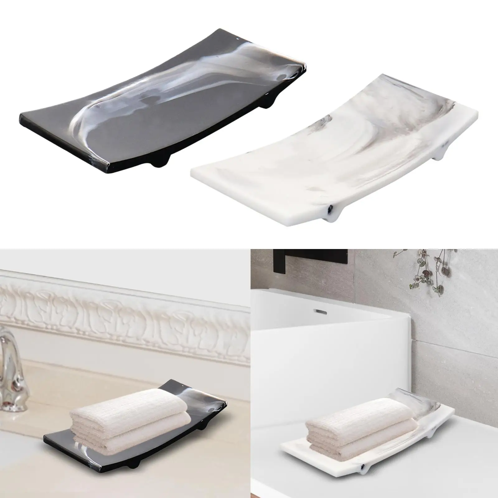 Resin Decorative Tray Bathroom Tray Towel Perfume Holder Durable for Coffee Table Elegant Design Practical Gift Trinket Tray