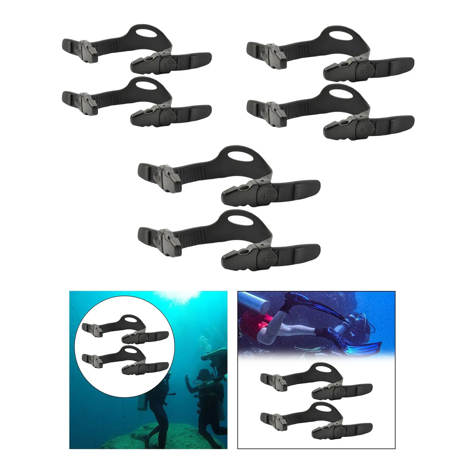 2 Pieces Universal Diving Quick Release Fin Straps Adjustable Set , Black Flipper for Scuba Open Back Fin Replacement Swimming