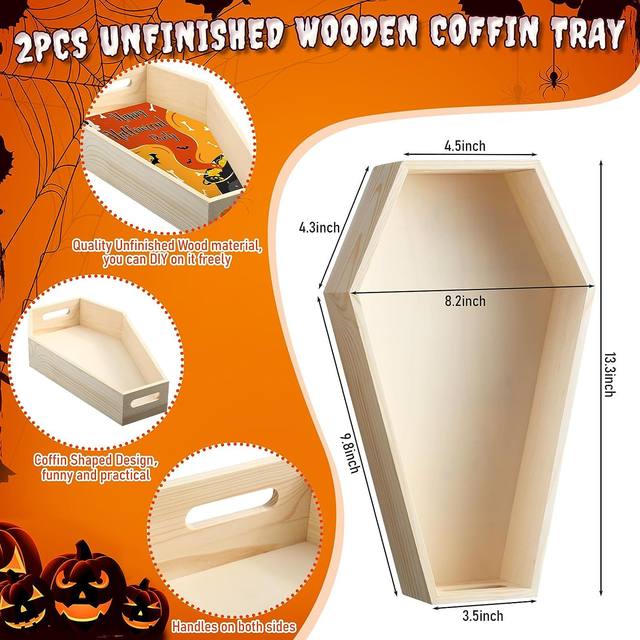 Halloween Wooden Coffin Box Gothic Home Decoration Tray - Temu