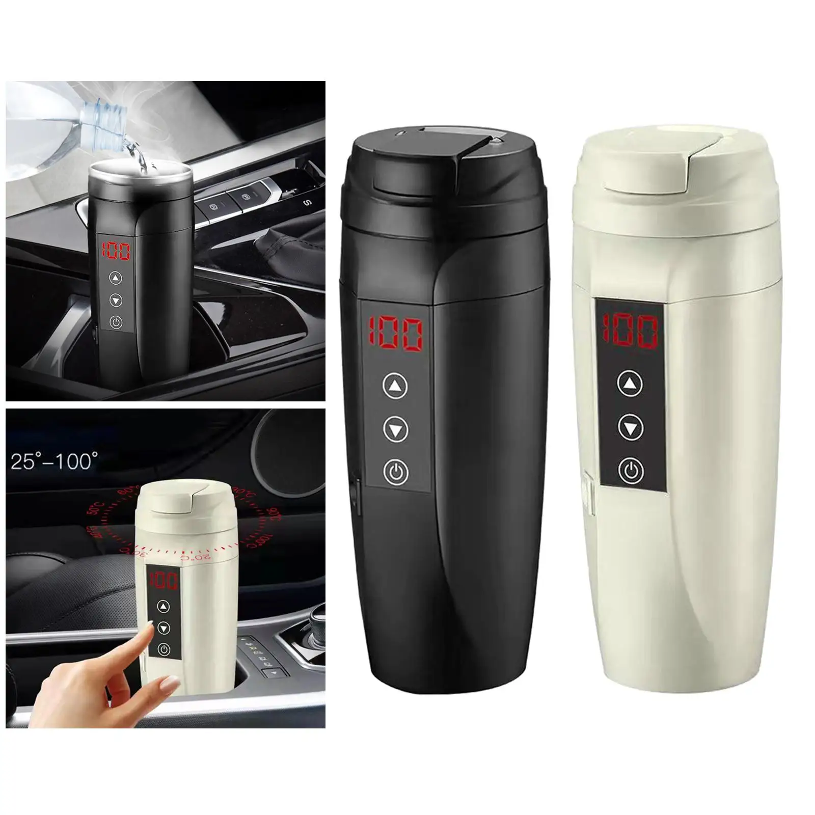 Electric Car Kettle Boiler Heater 12V 24V Drinking Portable Tea Coffee Fit for Travel Camping  Lighter Stainless Steel Mug