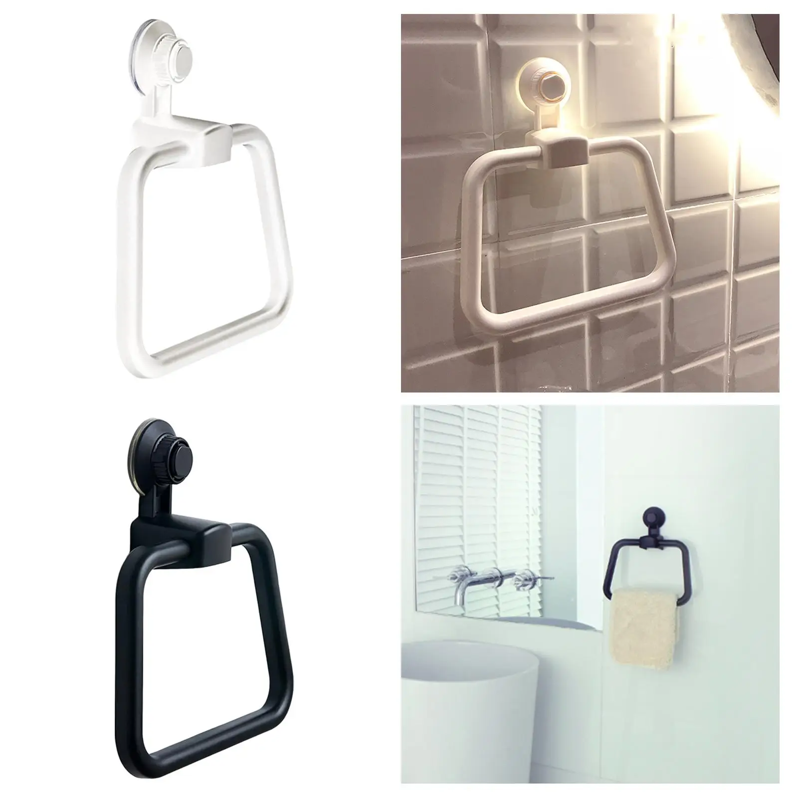 Vacuum Suction Towel Holder No Drilling Washcloth Suction Cup Towel Rings Towel Hanger for Home Wall Bathroom Laundry Room