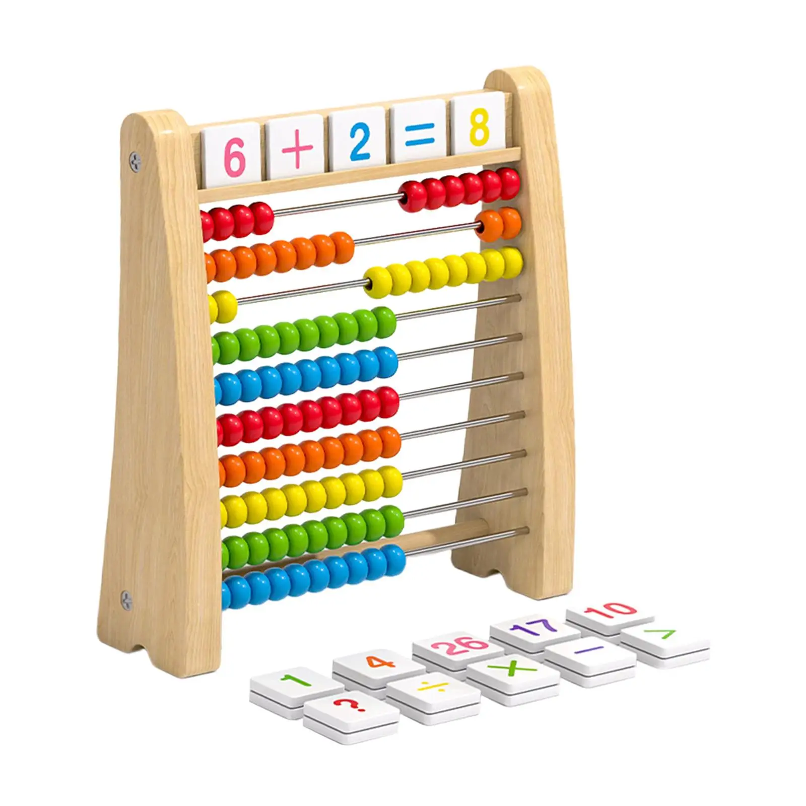 Wooden Abacus Ten Frame Set Educational Counting Frames Toy for Elementary